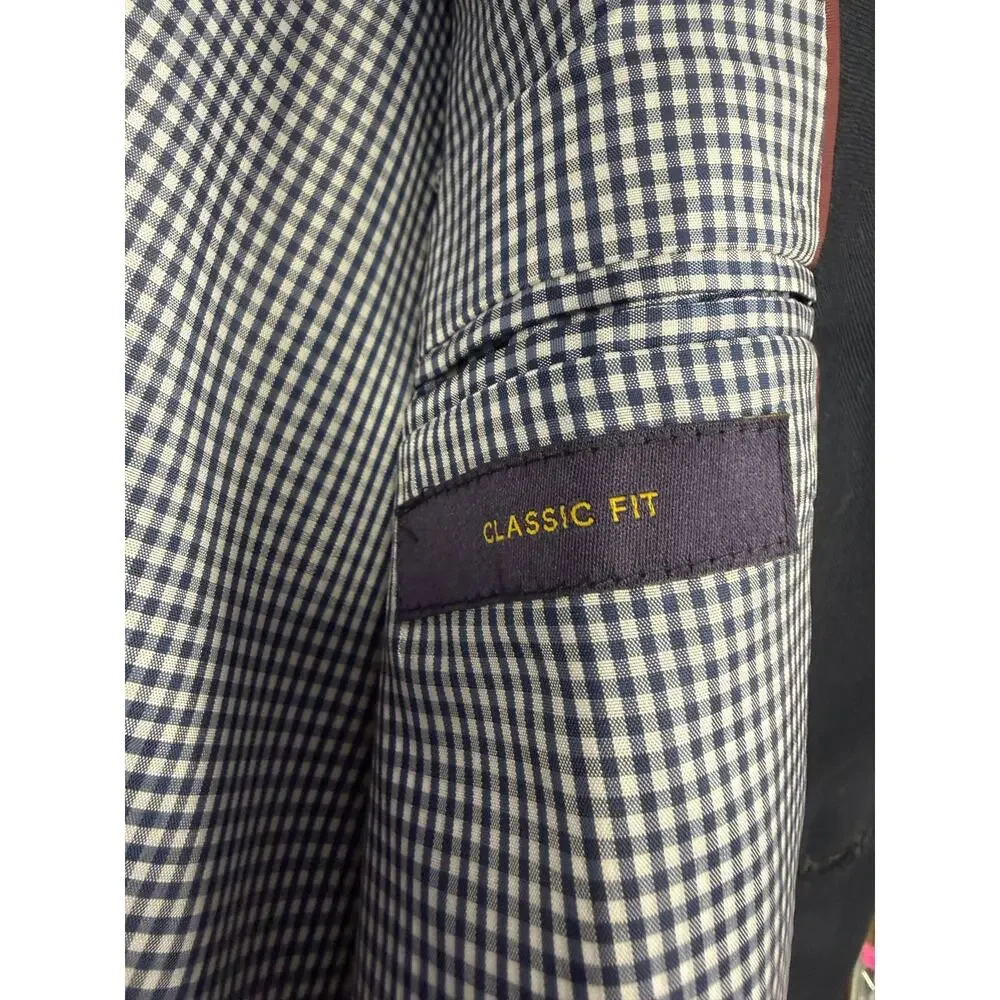 Old Money Wool Blazer Navy Brass Button Sport Coat Preference Stafford 46R